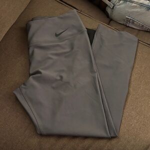 Nike Gray Athletic Leggings with Black Swoosh